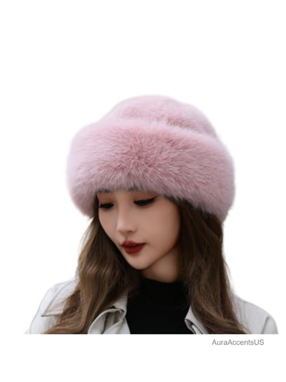 Faux Mink Mongolian Beret Winter Hat Adjustable Faux Fur Warm